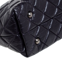 Pre Owned Chanel Purple Quilted Crackled Leather Mademoiselle Lock Chain Tote