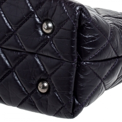 Pre Owned Chanel Purple Quilted Crackled Leather Mademoiselle Lock Chain Tote