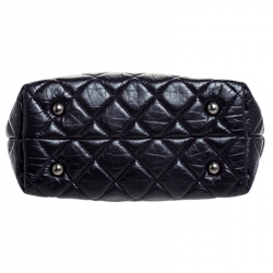 Pre Owned Chanel Purple Quilted Crackled Leather Mademoiselle Lock Chain Tote