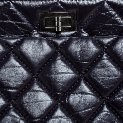 Pre Owned Chanel Purple Quilted Crackled Leather Mademoiselle Lock Chain Tote