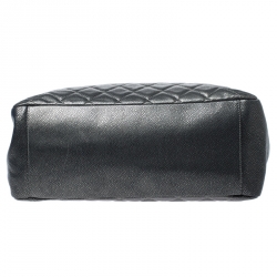 مملوكة مسبقًا Chanel Metallic Grey Quilted Caviar Leather Grand Shopper Tote