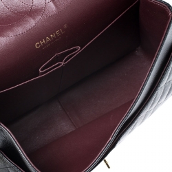 مملوكة مسبقًا Chanel Black Quilted Caviar Leather Jumbo Classic Double Flap Bag
