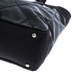 Pre Owned Chanel Black Quilted Coated Canvas Paris Biarritz Shopper Tote