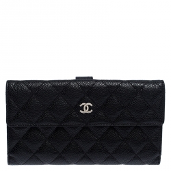 CHANEL wallet A48980 Matelasse Double Sided Matt caviar skin black