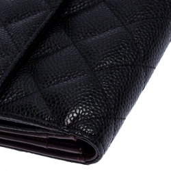 Pre Owned Chanel Black Caviar Leather Double Sided Long Classic Flap Wallet