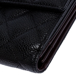 Pre Owned Chanel Black Caviar Leather Double Sided Long Classic Flap Wallet