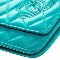 Chanel Turquoise Quilted Leather Flap WOC Clutch Bag