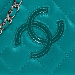 Chanel Turquoise Quilted Leather Flap WOC Clutch Bag