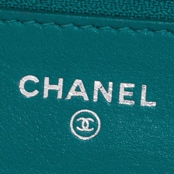 Chanel Turquoise Quilted Leather Flap WOC Clutch Bag