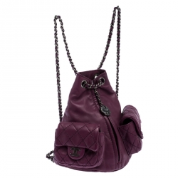 Pre Owned Chanel Purple Quilted Leather Mini Backpack Is Back Backpack
