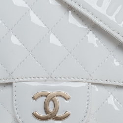 Pre Owned Chanel White Patent Leather and Lace Mini Kiss Lock Double Sided Bag