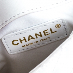 Pre Owned Chanel White Patent Leather and Lace Mini Kiss Lock Double Sided Bag