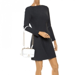 Pre Owned Chanel White Patent Leather and Lace Mini Kiss Lock Double Sided Bag