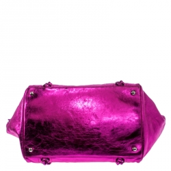 مملوكة مسبقًا حقيبة يد شانيل مودرن شين ايست ويست جلد وردية ميتالك