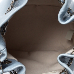 Pre Owned Chanel Light Blue Leather Chain Bucket Bag