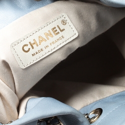 Pre Owned Chanel Light Blue Leather Chain Bucket Bag