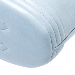 Pre Owned Chanel Light Blue Leather Chain Bucket Bag