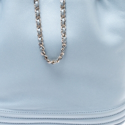 Pre Owned Chanel Light Blue Leather Chain Bucket Bag