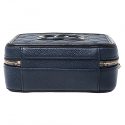 Pre Owned حقيبة شانيل CC فيليجري فايتي جلد أسود/ أزرق كحلي صغيرة مبطنة