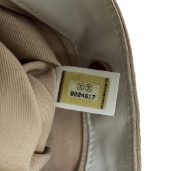 Pre Owned Chanel Beige/White Canvas Vintage Olsen Bag