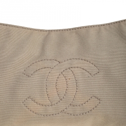 Pre Owned Chanel Beige/White Canvas Vintage Olsen Bag