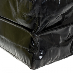 Pre Owned Chanel Black Quilted Crackled Glossy Leather Grand Shopper Tote