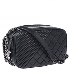 Pre Owned Chanel Black Quilted Leather Small Coco Boy Camera Case Shoulder Bag