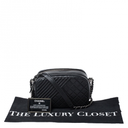 Pre Owned Chanel Black Quilted Leather Small Coco Boy Camera Case Shoulder Bag