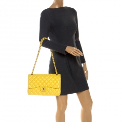 Yellow Quilted Leather Jumbo Classic Bag Chanel | TLC