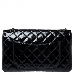 Pre Owned Chanel Black Quilted Patent Leather Reissue 2.55 Classic 227 Flap Bag