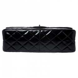 Pre Owned Chanel Black Quilted Patent Leather Reissue 2.55 Classic 227 Flap Bag