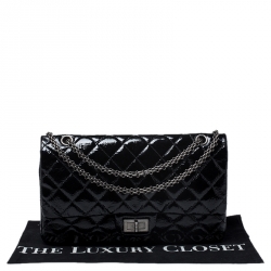 Pre Owned Chanel Black Quilted Patent Leather Reissue 2.55 Classic 227 Flap Bag