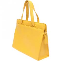 Pre Owned Chanel Yellow Caviar Leather Shoulder Bag