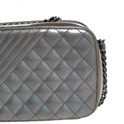 Pre Owned Chanel Grey Vinyl and Leather Small Coco Boy Camera Case Bag