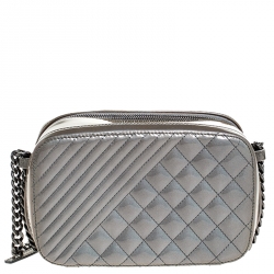 Pre Owned Chanel Grey Vinyl and Leather Small Coco Boy Camera Case Bag