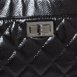 مملوكة مسبقًا Chanel Black Quilted Caviar Patent Leather Shopper Tote