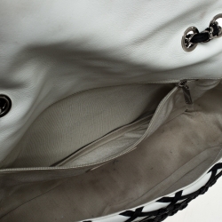 مملوكة مسبقًا Chanel White/Black Leather Canebiers Jumbo Flap Bag