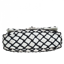 مملوكة مسبقًا Chanel White/Black Leather Canebiers Jumbo Flap Bag