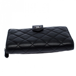 Chanel Black Quilted Leather L-Zip Wallet
