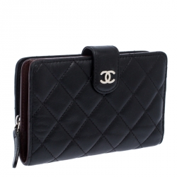 Chanel Black Quilted Leather L-Zip Wallet