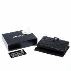 Chanel Black Quilted Leather L-Zip Wallet