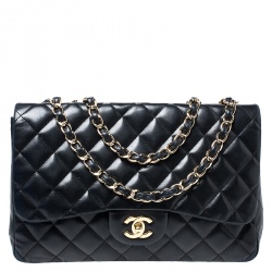 Chanel Black Quilted Leather Jumbo Classic Single Flap Bag