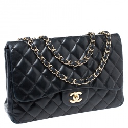 Chanel Black Quilted Leather Jumbo Classic Single Flap Bag