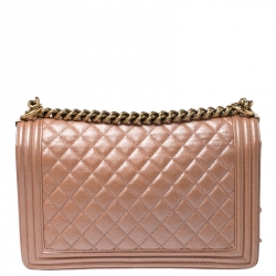 مملوكة مسبقًا Chanel Metallic Peach Quilted Leather New Medium Boy Flap Bag