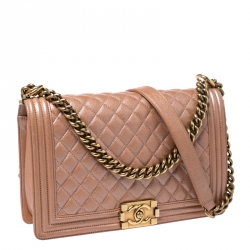 مملوكة مسبقًا Chanel Metallic Peach Quilted Leather New Medium Boy Flap Bag