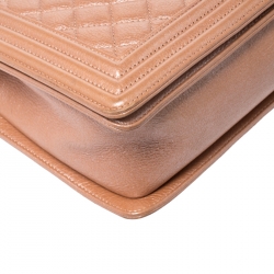 مملوكة مسبقًا Chanel Metallic Peach Quilted Leather New Medium Boy Flap Bag