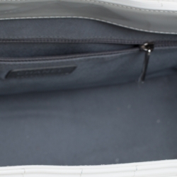 Pre Owned Chanel Off White Patent Leather Reverso Boy Tote