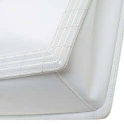 Pre Owned Chanel Off White Patent Leather Reverso Boy Tote