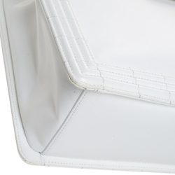 Pre Owned Chanel Off White Patent Leather Reverso Boy Tote