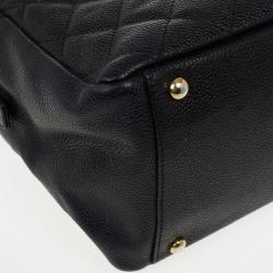 Pre Owned Chanel Black Quilted Caviar Leather Petite Tote Bag